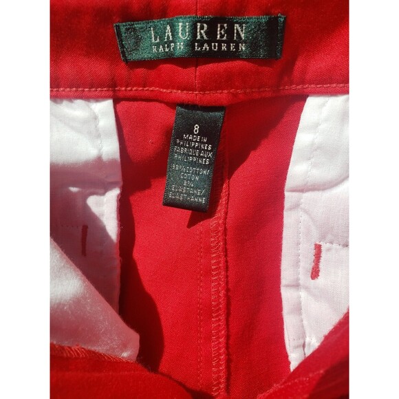 Lauren Ralph Lauren Pants 8 Womens Stretchy Red Slacks Office Preppy Holidays - Picture 11 of 16